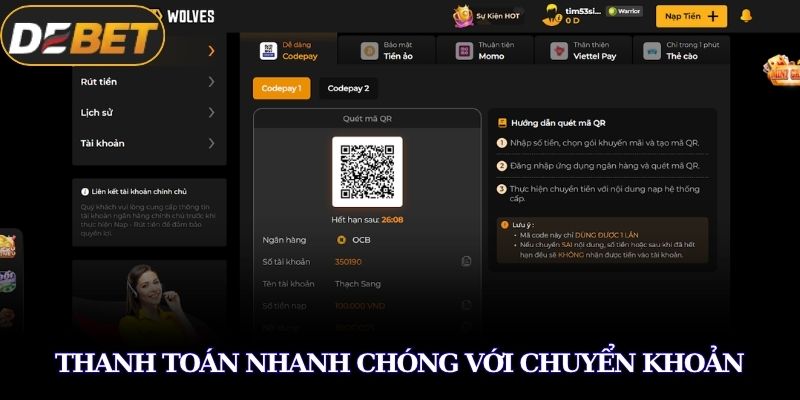 Thanh toán nhanh chóng với chuyển khoản DEBET